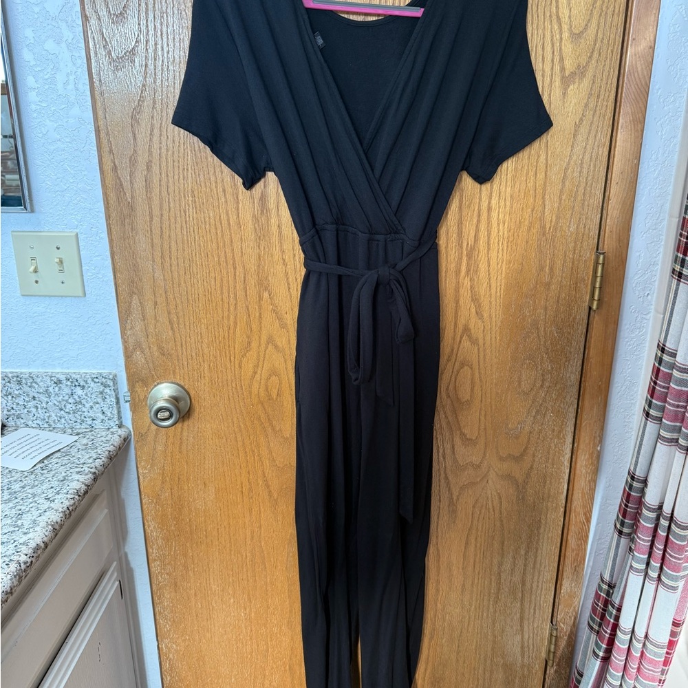 A Pea in the Pod Black V-Neck Maternity Jumpsuit